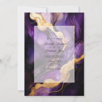Boda de tinta negra, dorada y morada oscura