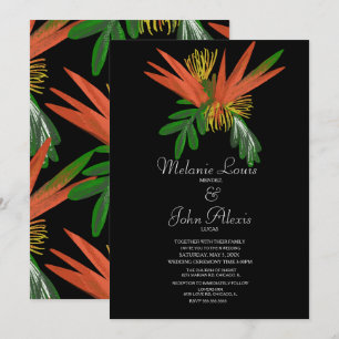 Invitación Boda de Tinta Tropical Acuarela Ave del Paraíso