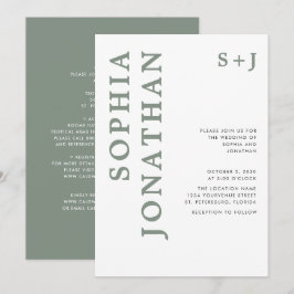 Invitación Boda de tipografía audaz y verde de todos en uno