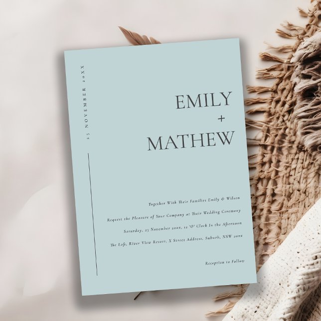 Invitación Boda de tipografía azul Dusky Dusky moderado (Subido por el creador)