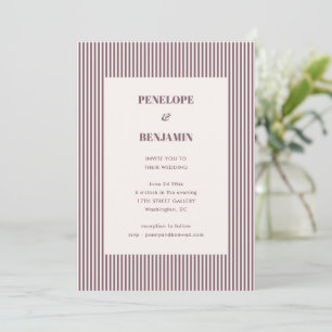 Invitación Boda de Tipografía Clásica Negrita con Franja Malv