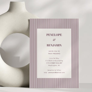 Invitación Boda de Tipografía Clásica Negrita con Franja Malv
