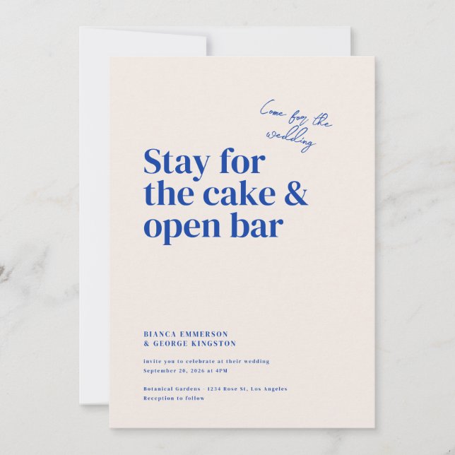 Invitación Boda de tipografía de Belmont (Anverso)