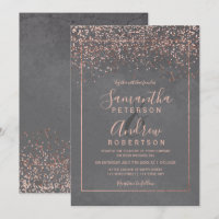 boda de tipografía de cemento gris de confeti de o