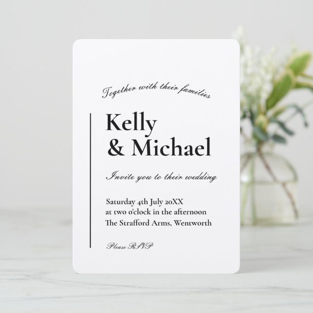 Invitación Boda de tipografía de champagne Shimmer (Anverso de pie)