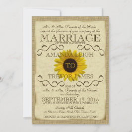 Invitación Boda de tipografía de cosecha de girasol