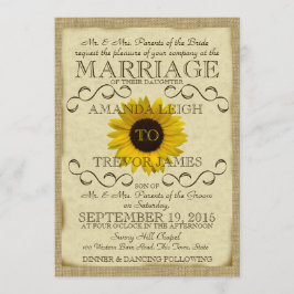 Invitación Boda de tipografía de cosecha de girasol