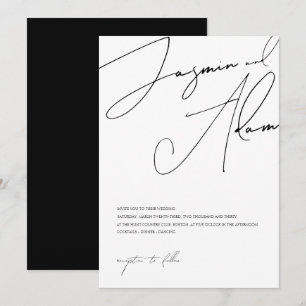 Invitación Boda de tipografía de escritura blanca minimalista
