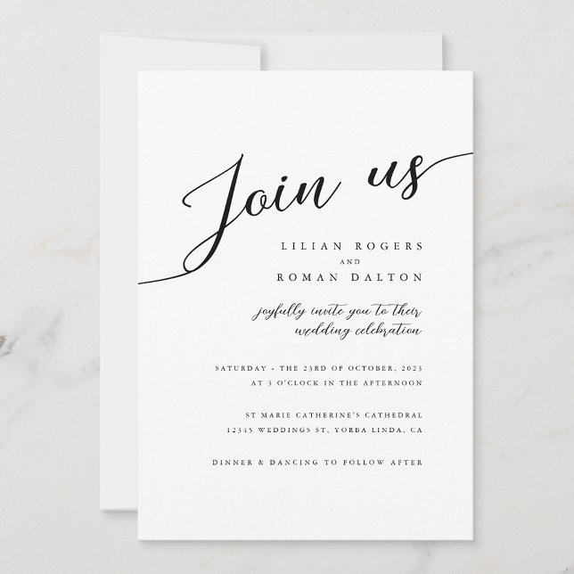 Invitación Boda de tipografía de escritura romántica moderna (Subido por el creador)