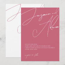 Boda de tipografía de guión magenta minimalista