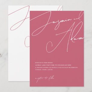 Invitación Boda de tipografía de guión magenta minimalista