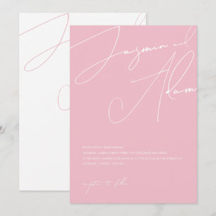 Invitación Boda de tipografía de guión rosa minimalista