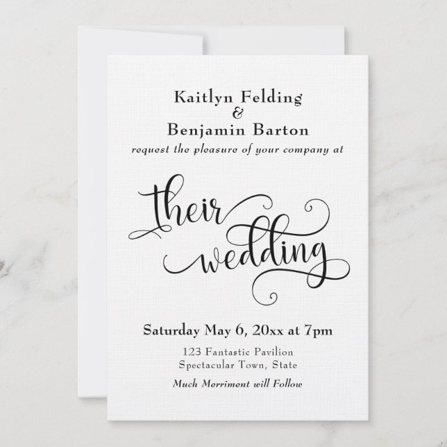 Invitación Boda de tipografía de guiones simple y elegante (Anverso)