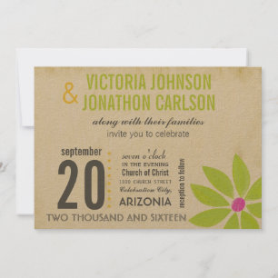 Invitación Boda de tipografía de margarita moderna amarilla
