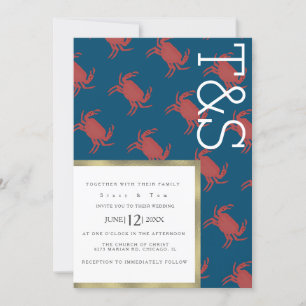 Invitación Boda de Tipografía de Oro de Broil de Cangrejo min