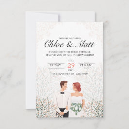 Invitación Boda de tipografía de parejas románticas