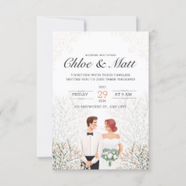 Invitación Boda de tipografía de parejas románticas