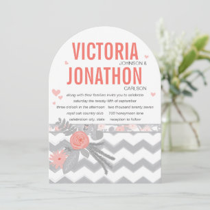 Invitación Boda de tipografía de Zig Zag en la Marina Coral y