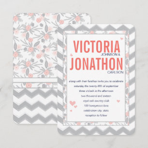 Invitación Boda de tipografía de Zig Zag y la Marina de Peach