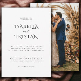 Invitación Boda de tipografía elegante fotográfica moderna