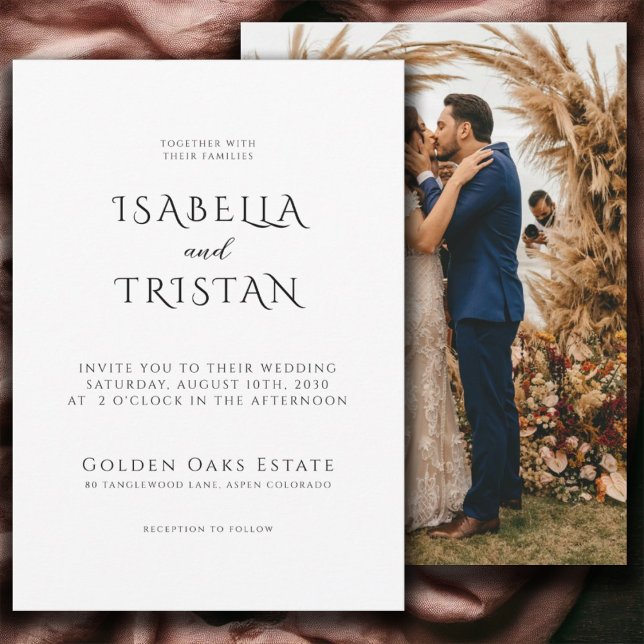 Invitación Boda de tipografía elegante fotográfica moderna (Subido por el creador)