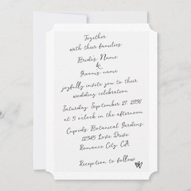 Invitación Boda de tipografía escrita a mano de escritura min (Anverso)