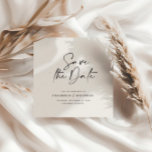 Invitación boda de tipografía escrita a mano moder<br><div class="desc">Moderna tipografía elegante boda negrita ahorrando la tarjeta de fecha. Con una tipografía moderna y elegante y un diseño de rayas hacia atrás. Los colores se pueden personalizar.</div>