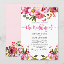 Boda de tipografía floral de color rosa boho