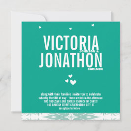 Invitación Boda de tipografía floral moderna del corazón de E