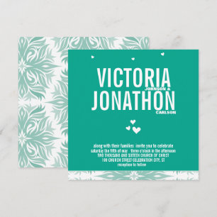 Invitación Boda de tipografía floral moderna del corazón de E