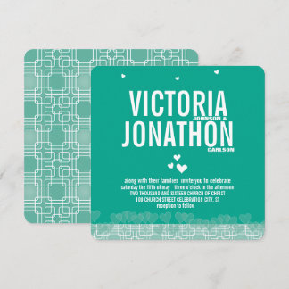 Invitación Boda de tipografía floral moderna del corazón de E