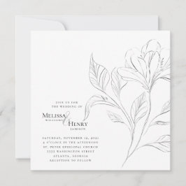 Invitación Boda de tipografía floral simple y elegante