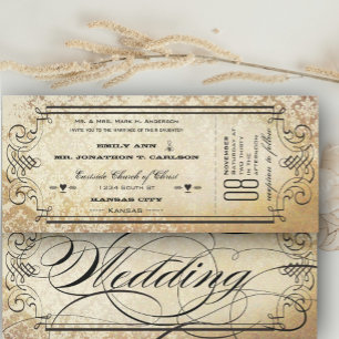 Invitación Boda de tipografía floreciente de entradas de pape