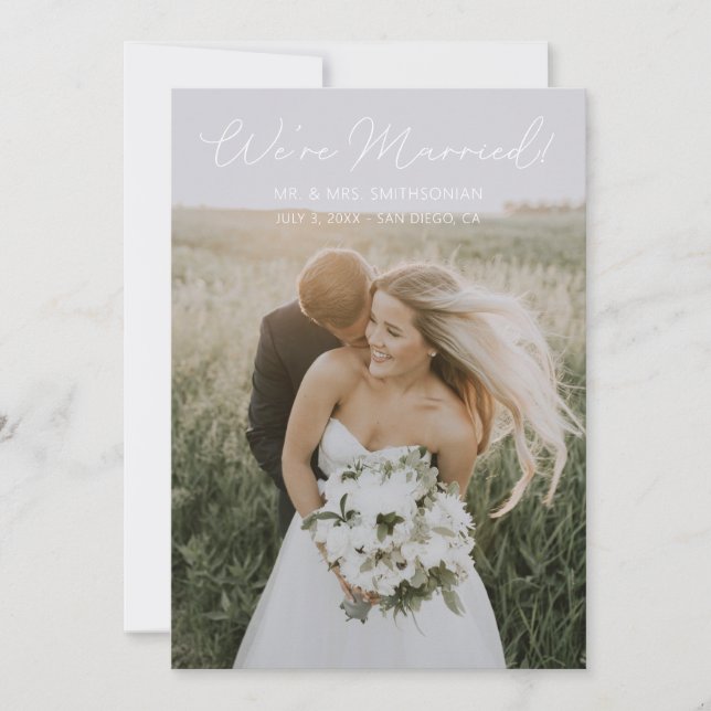 Invitación Boda de tipografía fotográfica Elegant  (Anverso)