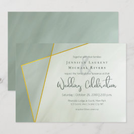 Invitación boda de tipografía geométrica de jade gris