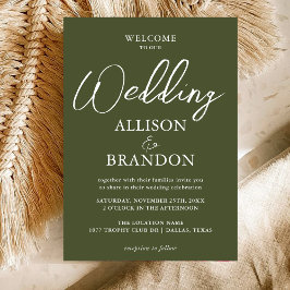 Invitación Boda de tipografía manuscrita verde oscuro único