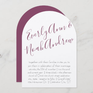 Invitación Boda de tipografía Minimalista de Cassis Plum Purp