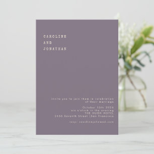 Invitación Boda de tipografía minimalista de escritura púrpur