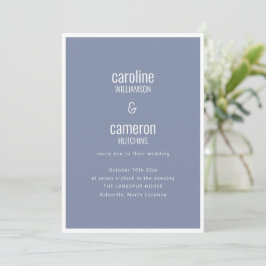 Invitación Boda de tipografía minimalista moderna gris azul p