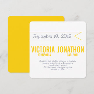 Invitación Boda de tipografía moderna amarilla de mantequilla