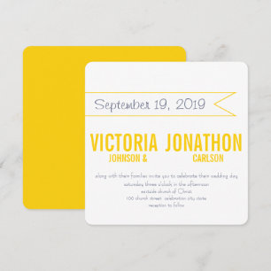 Invitación Boda de tipografía moderna amarilla y gris