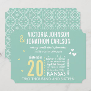 Invitación Boda de Tipografía Moderna Amarillo y Menta