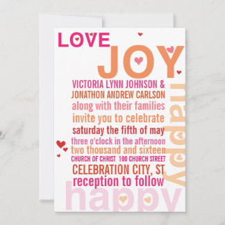 Invitación Boda de tipografía moderna color rosa rosado