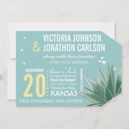 Invitación Boda de Tipografía Moderna Mint & Yellow Succulum