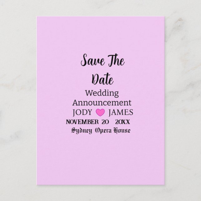 Invitación Boda de tipografía moderna rosa de Rubo (Anverso)