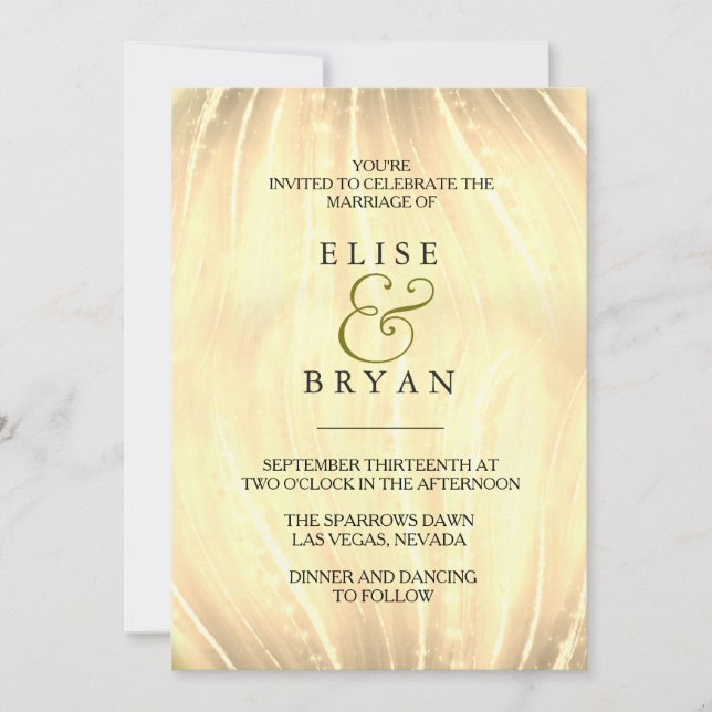 Invitación Boda de tipografía moderna simple de Golden Swirl (Anverso)