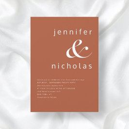 Invitación Boda de Tipografía Moderna Simple Terracota