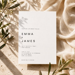Invitación Boda de Tipografía Moderna Ultra Minimalista