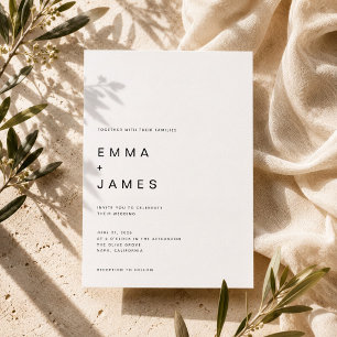 Invitación Boda de Tipografía Moderna Ultra Minimalista