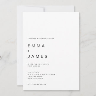 Invitación Boda de Tipografía Moderna Ultra Minimalista